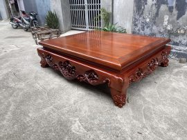 Sập gỗ gõ Nam Phi đục ba bông kênh bong cực đẹp - bác Hưng, Thanh Hóa