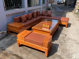 Bộ Sofa góc chữ L hiện đại gỗ kate - Chú Tiệp (Cầu Giấy, HN)