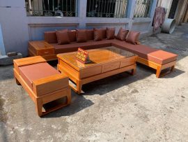 Bộ Sofa góc chữ L hiện đại gỗ kate - Chú Tiệp (Cầu Giấy, HN)