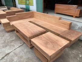 Sofa góc chữ L vân veo lựa tuyển, sử dụng 100% gỗ gõ đỏ bền, cứng cáp, không chắp ghép