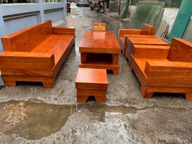 Bộ sofa nguyên khối gỗ hương đá - hàng đặt anh Minh (Đống Đa, HN)