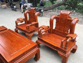 Cặp ghế đơn bộ Tần 6 món gỗ hương vân