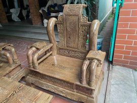 Ghế đơn tay 12 bộ bàn ghế Tần Thủy Hoàng 100% gỗ mun đuôi công nguyên khối