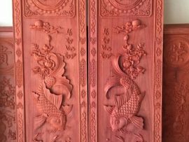 Tranh gỗ Cá chép Tâm Phúc chạm khắc thủ công tinh xảo