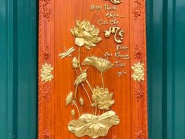 Mẫu tranh cha mẹ kèm những đóa sen thuần khiết ,đẹp tinh khôi