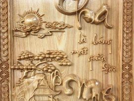 Tranh gỗ Cha Mẹ treo tường - Cha là bóng mát giữa đời, Mẹ là điểm tựa bên đời của con