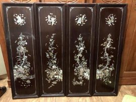 Tranh Tứ Quý mẫu cổ khảm trai - phù hợp với không gian nhà cổ kính, gia chủ yêu thích nét đẹp truyền thống.