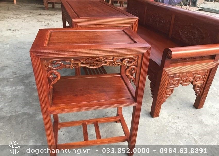 Đôn ghép bộ trường kỷ có thể làm kệ trang trí hoặc ghép với bàn tạo thêm diện tích mặt