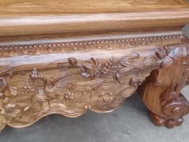 Quây sập đục tam diện, cổ liền chạm hàng châu ngọc