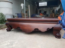 Quây sập dày 10 phân chế tác từ 100% gỗ gụ Lào, kiểu dáng trơn rèm vén