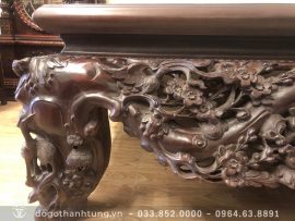 Chân sập chạm hươu trúc dáng Lân quỳ đường kính 24cm vững chãi