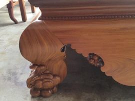 Chân sập dáng Lân quỳ đường kính 24cm - Uốn cong ở giữa phình to 2 đầu tạo sự mềm mại cho chiếc sập