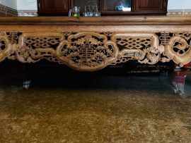 Tổng thể dạ tiền chính của bộ Sập Ngũ Phúc gỗ gụ