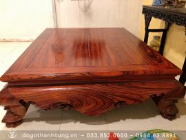 Tổng thể chiếc sập được phun sơn PU cao cấp bóng mịn đều cả trong lẫn ngoài