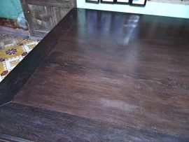 Sập yếm trơn 1m6x2m gỗ mun đuôi công mặt 2 lá siêu dầy (Chú Thiên, Bình Dương)