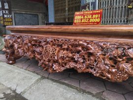 Siêu phẩm sập thập điểu quần mai 1m6x2m gỗ hương vân đục kênh bong sắc sảo