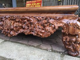 Siêu phẩm sập thập điểu quần mai 1m6x2m gỗ hương vân đục kênh bong sắc sảo