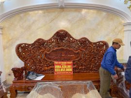 Chương ghế đục hình ảnh 9 con Rồng và 8 chú ngựa đang phi nước đại - những hình ảnh mang ý nghĩa phong thủy, hút tài lộc cho gia chủ