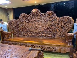 Bộ bàn ghế Cửu Long Bát Mã gỗ hương đoản 3m6 siêu khủng - chú Việt (Hà Nội)