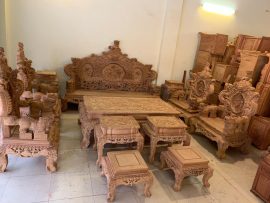 Bộ bàn ghế Rồng đỉnh gõ Gõ Đỏ 12 món hàng đặt - anh Thắng (Sài Gòn)