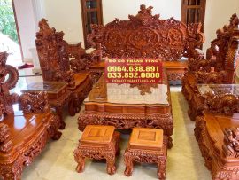Bộ bàn ghế Rồng Đỉnh vách đặc siêu to khổng lồ gỗ hương đá - anh Viễn (Hải Phòng)