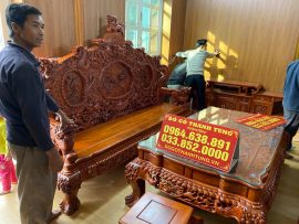 Đoản ghế dài chương đục Tứ Linh cao sang tạo nên bức tranh sinh động