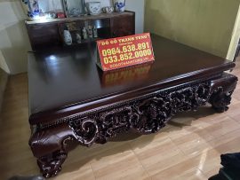 Quây sập đục tam diện họa tiết Dơi Thọ, hoa mai và đường triện tàu