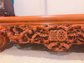 Sập mai điểu đục tay tứ diện 2m2x1m8 chân quỳ 24cm siêu đẹp