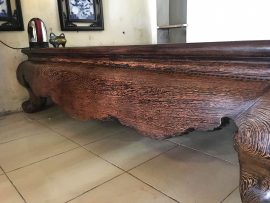 Quây sập dạ cá chạm tam diện, mỗi mặt dùng 1 tấm gỗ mun nguyên khối không chắp ghép