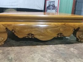 Quây đục sập vén tam diện từ tấm gỗ cẩm vàng nguyên khối