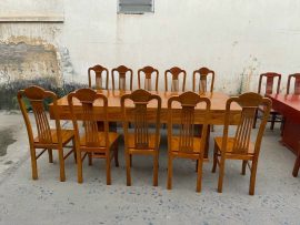 Bộ bàn ăn giả nguyên khối gỗ cẩm vàng (10 ghế ăn)