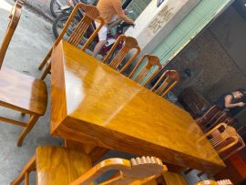 Bộ bàn ăn giả nguyên khối gỗ cẩm vàng (10 ghế ăn)