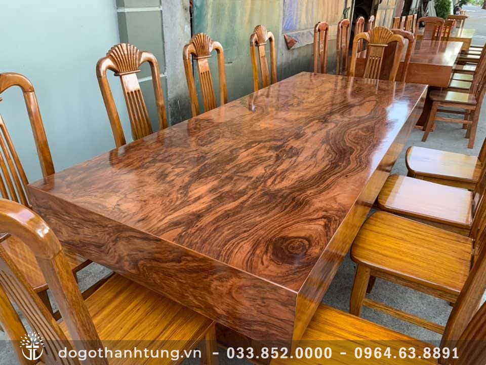 PB04-bàn ăn gỗ tròn nguyên khối