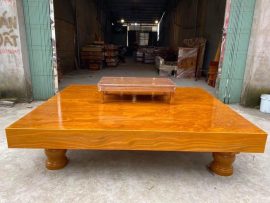 Sập ngồi phòng khách gỗ cẩm vàng 2m2x2m4x20cm vân đẹp (Anh Tiệp, Hà Nam)
