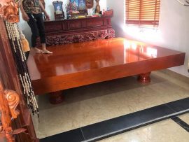 Sập chiếu ngựa gỗ xoan đào 2m2x2m4x20cm phun màu giả hương