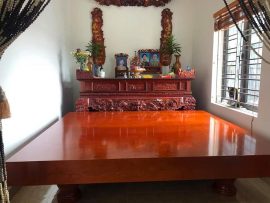 Sập chiếu ngựa gỗ xoan đào 2m2x2m4x20cm phun màu giả hương