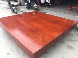 Sập chiếu ngựa gỗ xoan đào 2m2x2m4x20cm phun màu giả hương