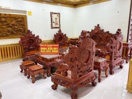 Mẫu bàn ghế cao cấp đục tỉ mỉ cả 2 mặt trước sau - Đẹp mọi góc nhìn