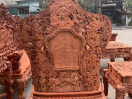 Mặt sau ghế đơn bộ bàn ghế Cửu Long Bát Mã