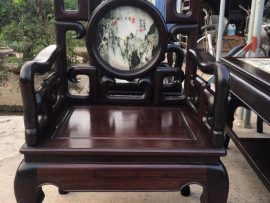 Ghế đơn bộ Móc mỏ, chân quặp, vách ốp đá vẽ tranh Sơn mặc