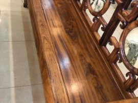 Ghế đoản dài ván gỗ gụ nguyên tấm, nguyên khối vân đen tuyệt đẹp