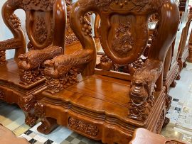 Tay vịn đục nguyên hình chim Phượng độc đáo - đục kênh bong nguyên tấm nguyên khối không chắp vá