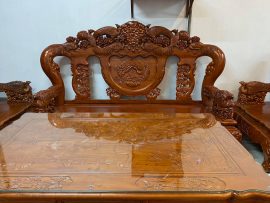 Mặt bàn khắc họa tiết Phượng Hoàng và phong cảnh hữu tình