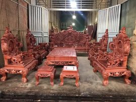 Trọn bộ 12 món bàn ghế Rồng khuỳnh Nghê đỉnh hàng thủ công mỹ nghệ