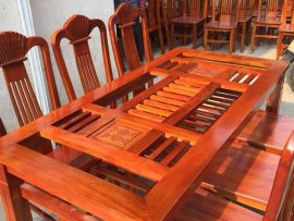 bàn ăn chữ nhật đan quạt