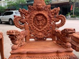 ghế rồng đỉnh đục sắc nét gỗ hương 2m8 giá siêu rẻ