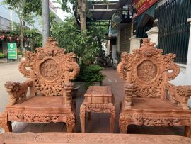 mẫu 2 ghế rồng đỉnh gỗ hương 280cm giá rẻ