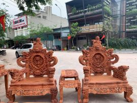 ghế kèm đôn rồng đỉnh gỗ hương 280cm giá siêu rẻ