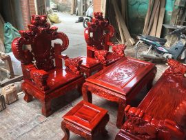 Bộ rồng khuỳnh tay 12 gỗ xà cừ