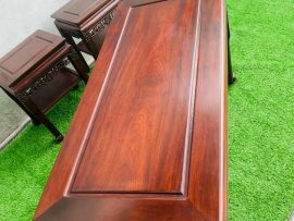 mặt bàn trường kỉ ngũ lân vờn cầu vân gỗ đẹp